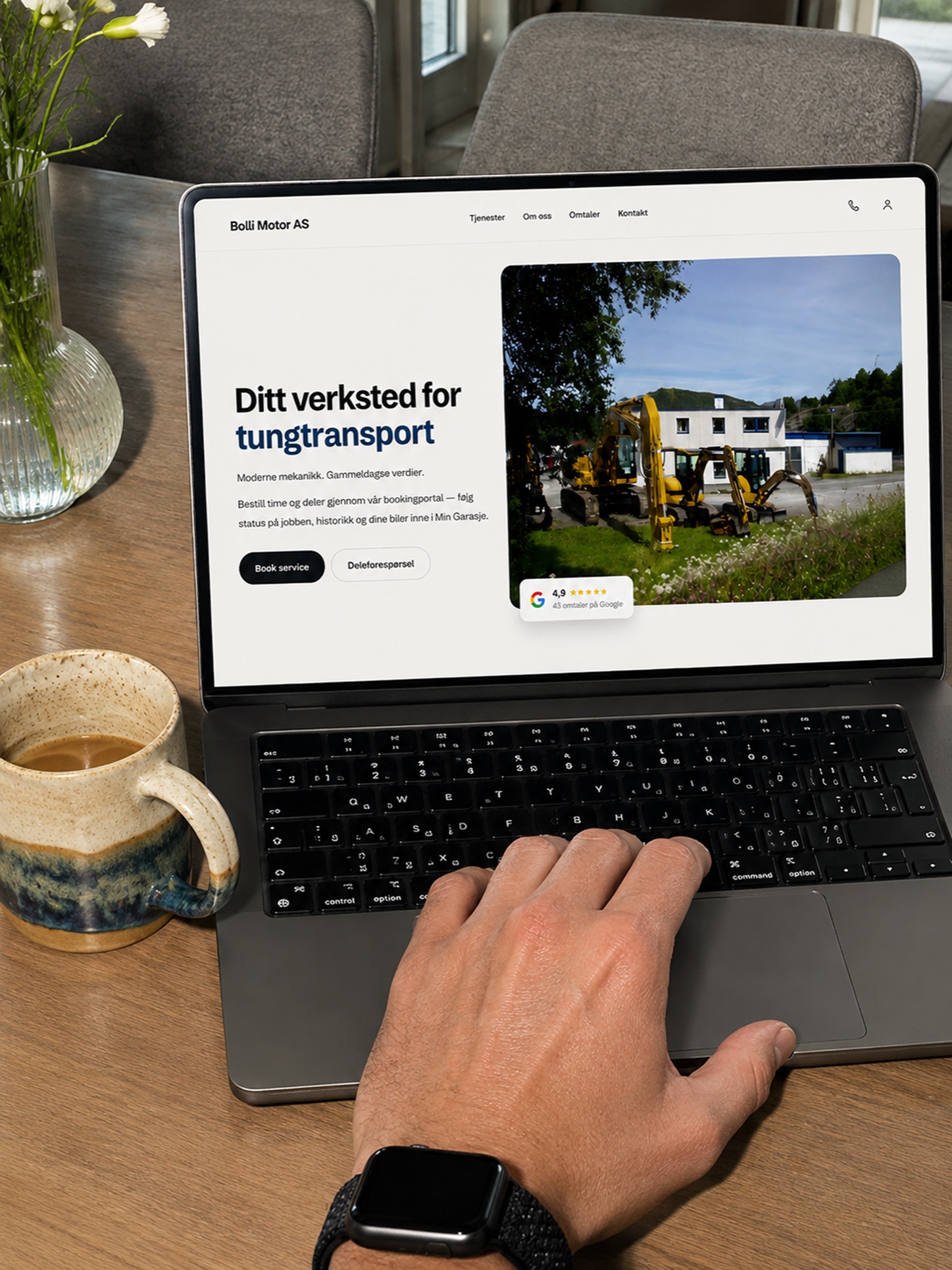 Die fertige Website von Bolli Motors auf dem Laptop